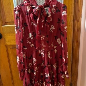 Kate Spade Camelia Long Sleeve Floral Silk Chiffon Mini Dress